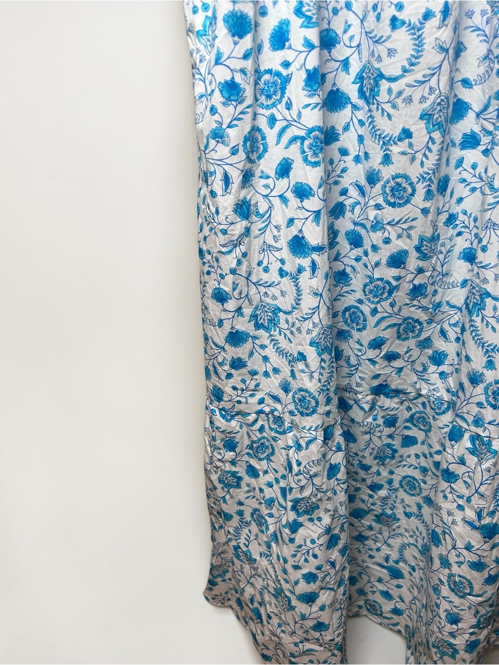Draper James Blue Floral Cotton Maxi Dress Size L Smocked Bust Pockets Coastal - Picture 7 of 12